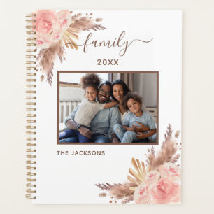 Family photo pampas grass pink floral white 2026 planner
