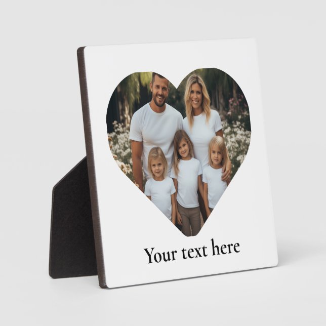 Family photo personalised heart template plaque (Front)