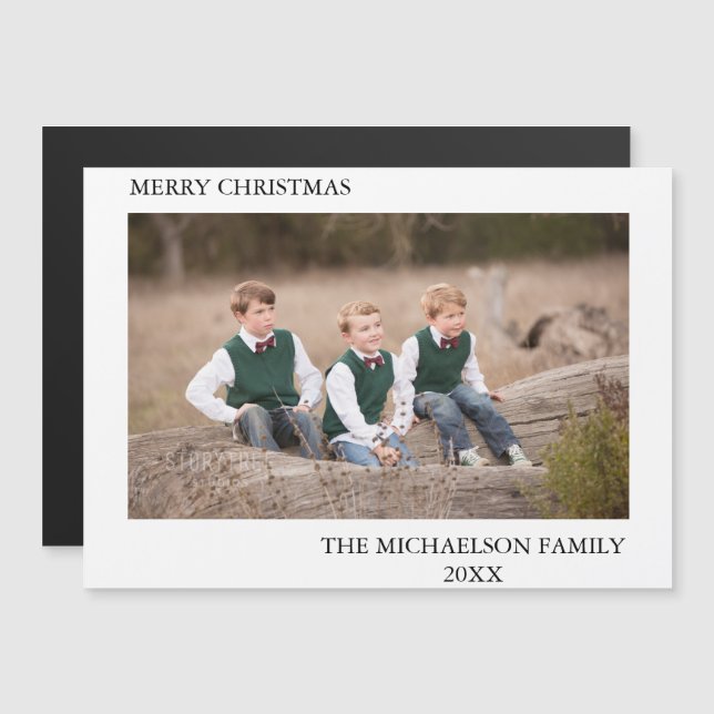 Family Photo Personalised Magnetic Holiday Card (Front/Back)