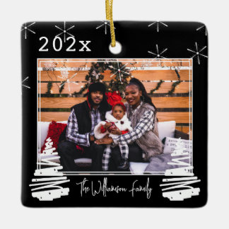 Family Photo Pet two sided Holiday Christmas Tree Ceramic Ornament