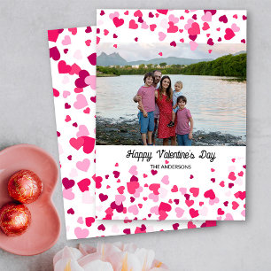Family Photo Pink Love Heart Frame Valentine's Day Holiday Card