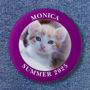 Family Photo Purple Border 6 Cm Round Badge