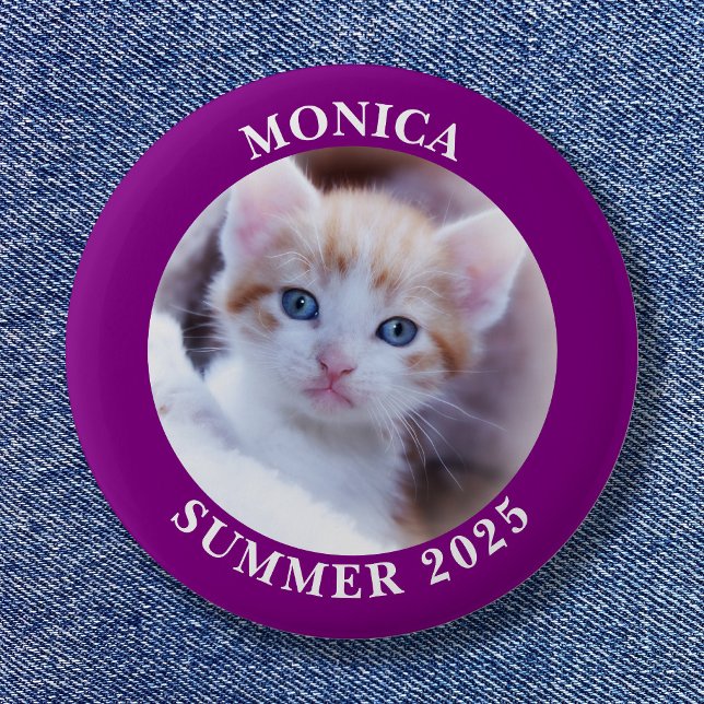 Family Photo Purple Border 6 Cm Round Badge (Family Photo Purple Border Button)