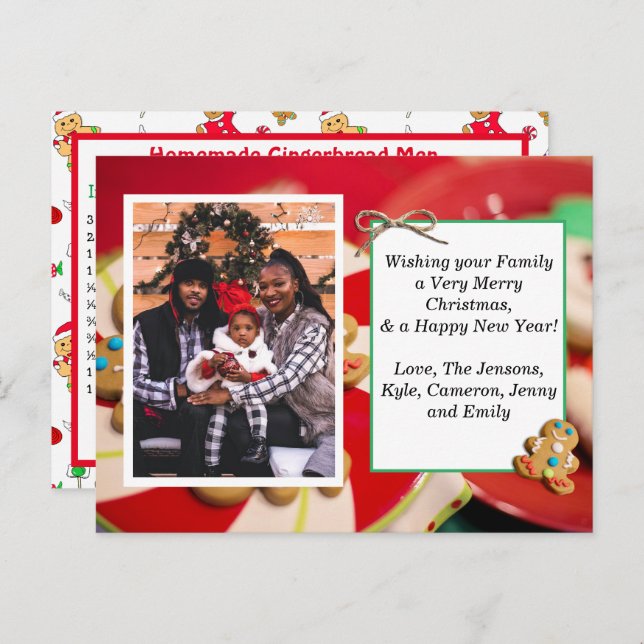Family Photo + Recipe Card Christmas Card (Front/Back)