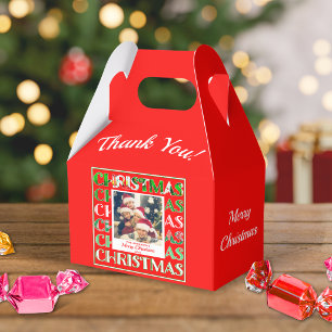 Family Photo Retro Christmas Festive Red Favour Box