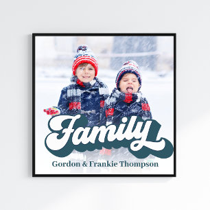 Family Photo Retro Typography Personalised Print