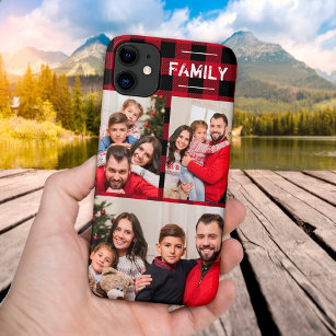 Family Photo Rustic Red Buffalo Plaid Case-Mate iPhone Case