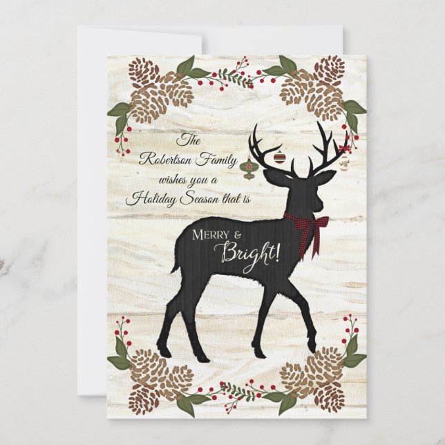 Family Photo Rustic White Wood Farmhouse Christmas Holiday Card (Front)