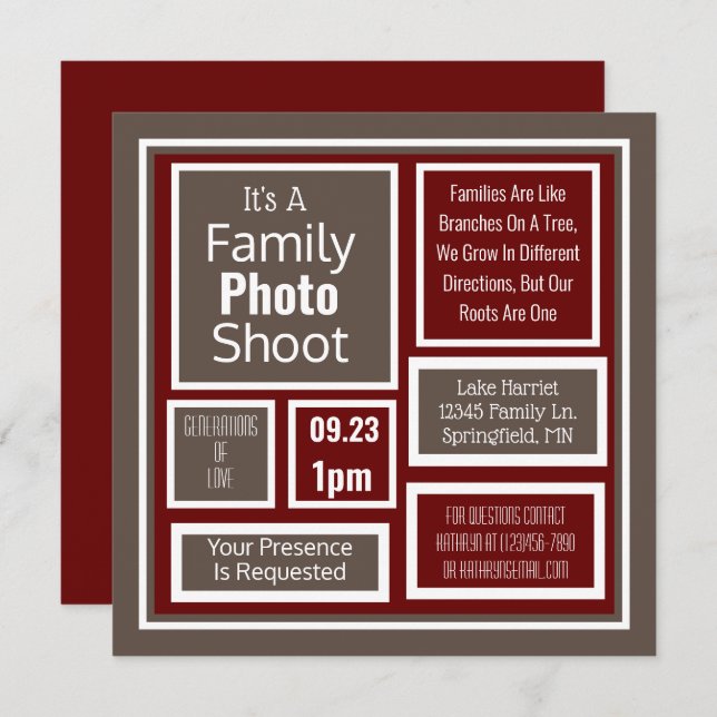 Family Photo Shoot Modern Invitation (Front/Back)