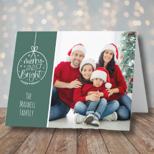 Family Photo Simple Merry And Bright Christmas Holiday Card