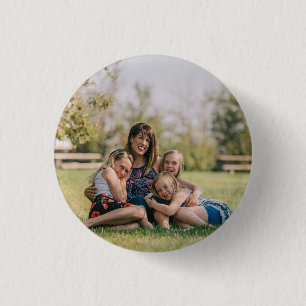 Family Photo Simple Personalised 3 Cm Round Badge