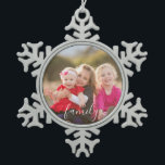Family Photo Snowflake Pewter Christmas Ornament<br><div class="desc">Family photo personalised gifts. Photo credit Photography © Storytree Studios,  Stanford,  CA.</div>