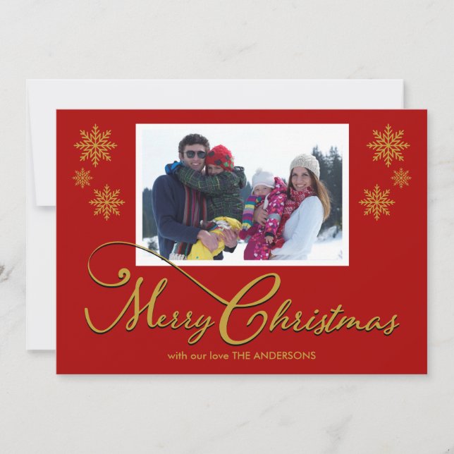 Family Photo Snowflakes Christmas Card (Front)