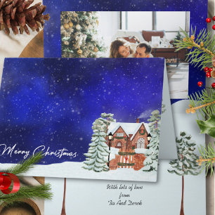Family Photo Snowy Winter Wonderland Christmas Holiday Card