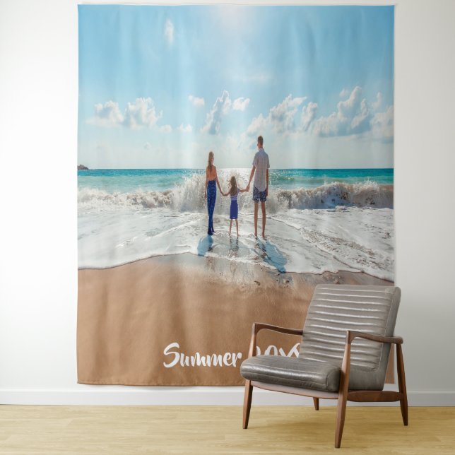Family photo summer vacation memory text tapestry (In Situ)