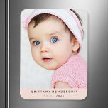 Family Photo Template Blush Pink Magnet<br><div class="desc">Modern baby,  kid photo. You can also add your family photo.</div>