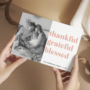 Family Photo   Thankful Grateful Blessed Postcard