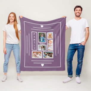 Family Photo Tree Purple Fleece Blanket