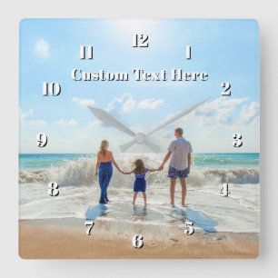 Family Photo Wall Clock Personalized Text