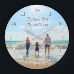 Family Photo Wall Clock Personalized Text Name<br><div class="desc">Custom Photo and Text Clocks - Unique Your Own Design - Personalized Family / Mom / Dad / Kids / Friends or Personal Clock Photo Gifts - Add Your Photo and Text / Name - Resize and move or remove and add elements with Customization tool ! Choose Fonts / Size...</div>