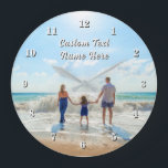 Family Photo Wall Clock Personalized Text Name<br><div class="desc">Custom Photo and Text Clocks - Unique Your Own Design - Personalized Family / Mom / Dad / Kids / Friends or Personal Clock Photo Gifts - Add Your Photo and Text / Name - Resize and move or remove and add elements with Customization tool ! Choose Fonts / Size...</div>
