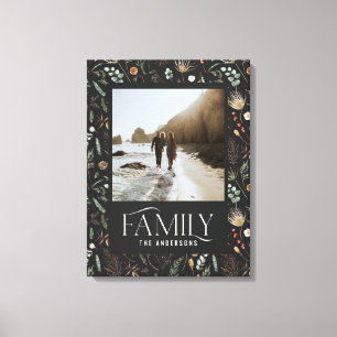 Family photo watercolor botanical elegant modern canvas print