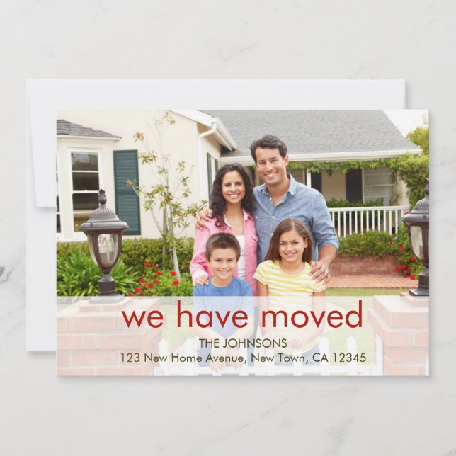 Family Photo We Have Moved Name and New Address Announcement (Front)