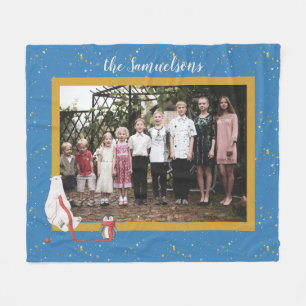 Family Photo Winter Polar Bear Penguin Surname Fleece Blanket