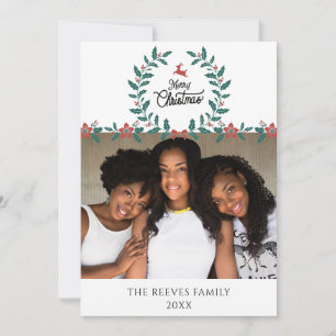 Family Photograph Christmas Holiday Card White
