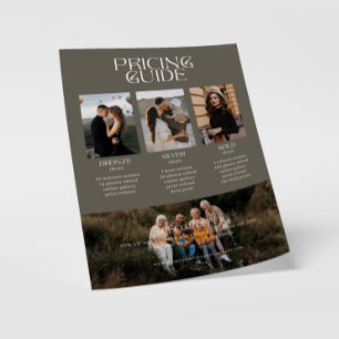 Family Photography Pricing Guide Sell Sheet
