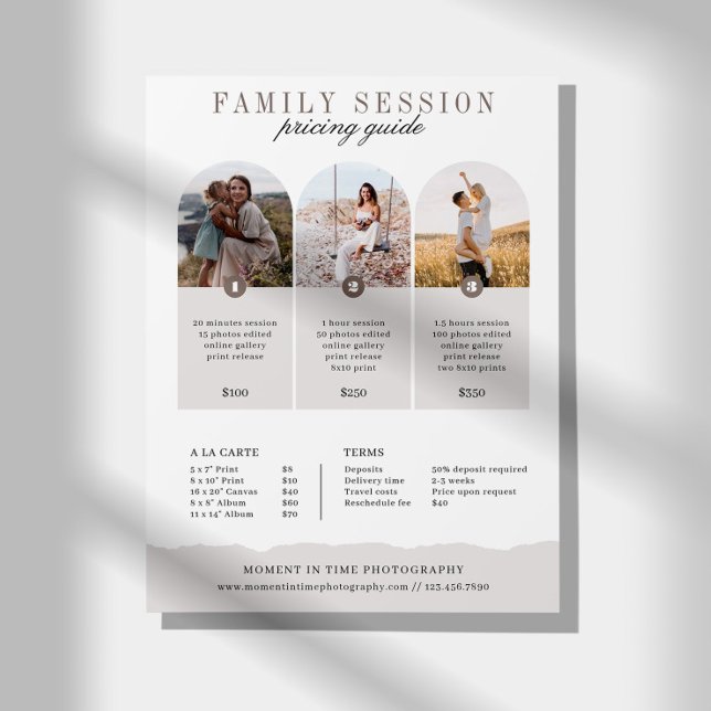 Family Photography Pricing Guide Sell Sheet (Creator Uploaded)