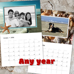 Family Photos Beach Life Ocean Seashells Calendar