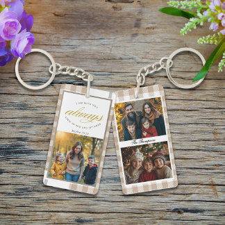 Family Photos Beige Modern Scripture Key Ring