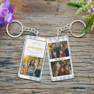 Family Photos Blue Modern Scripture Key Ring
