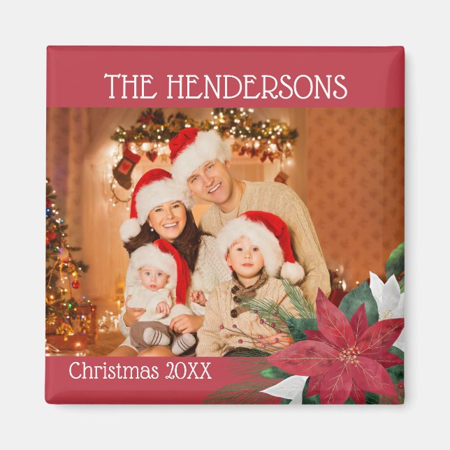 Family Photos Christmas Magnet Poinsettia (Front)