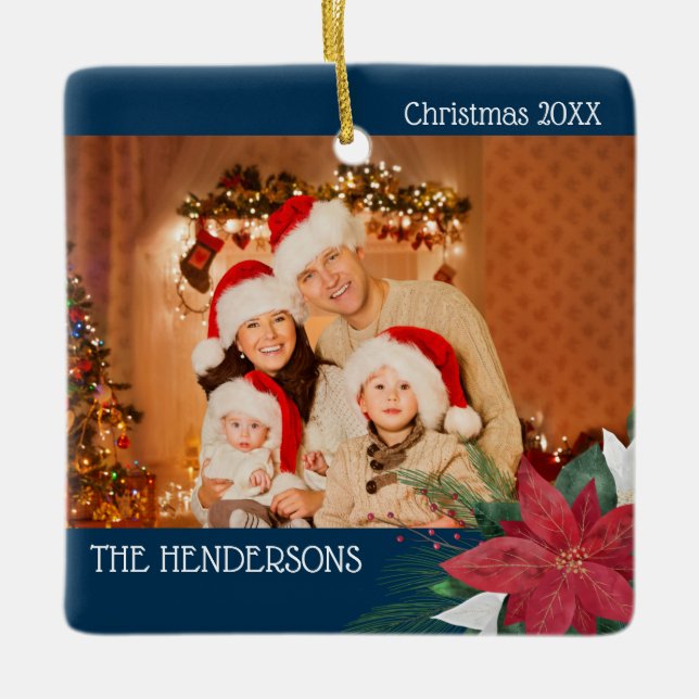 Family Photos Christmas Ornament Poinsettia  (Front)