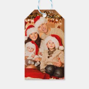 Family Photos Christmas Party Poinsettia  Gift Tag