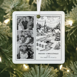 Family Photos Christmas  Village in Winter Metal Tree Decoration
