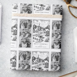 Family Photos Christmas  Village in Winter Wrapping Paper