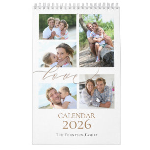 Family Photos Collage Love Script 2025 Calendar