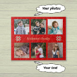 Family photos custom text red frame christmas jigsaw puzzle<br><div class="desc">This puzzle is a unique gift to display six of your favourite photos. The text is editable. Here it has been set to create a christmas family memory, but just type in the box to personalise it as required. The photos are 'framed' in deep red, and two stylised poinsettia flowers...</div>