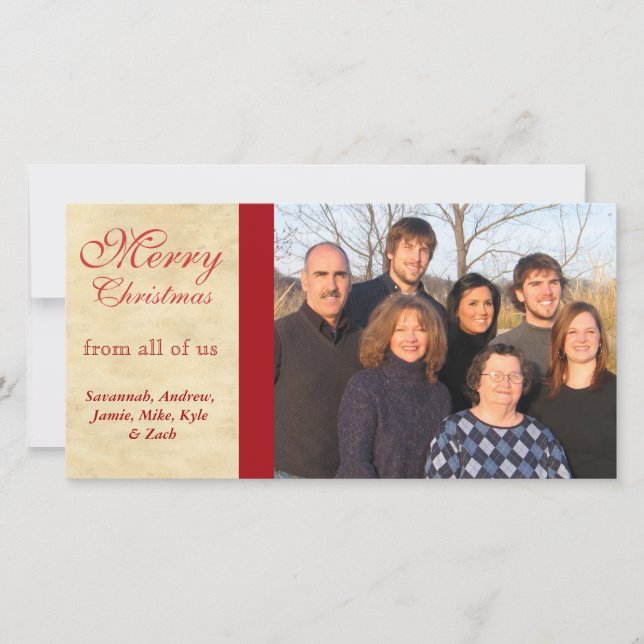 Family Photos  Merry Christmas Parchment Holiday Card (Front)