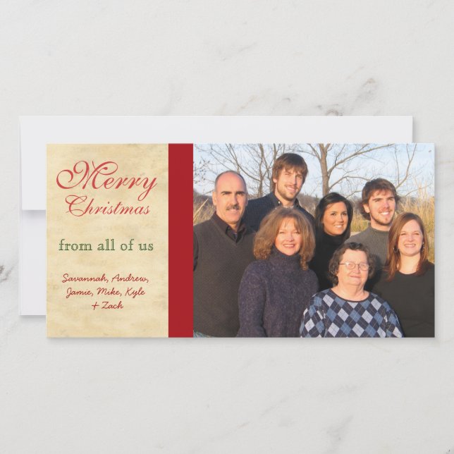 Family Photos  Merry Christmas Parchment Holiday Card (Front)