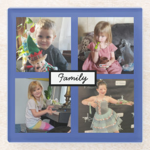 Family Photos Personalised Glass Coaster
