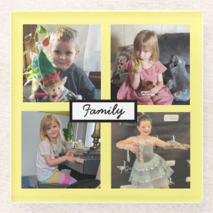 Family Photos Personalised Glass Coaster