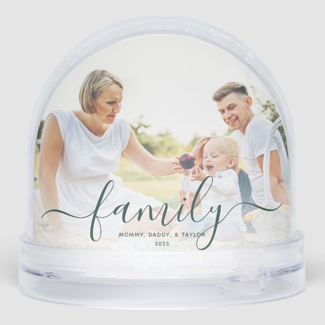 Family Photos Script Christmas Keepsake Custom Snowglobe (Back)