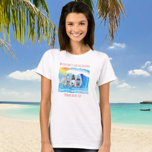 Family Photos Surfboard Ocean Waves Vacation T-Shirt