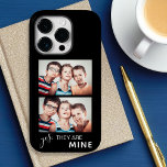 Family Photos With Funny Saying Black Case-Mate iPhone 14 Pro Case<br><div class="desc">Do you have crazy kids or grand kids and not afraid to show it? Our two photo iPhone case includes trendy typography saying,  "yes,  they are mine" proving you own them. This case is black with white letters with two horizontal photo templates for you to personalise.</div>