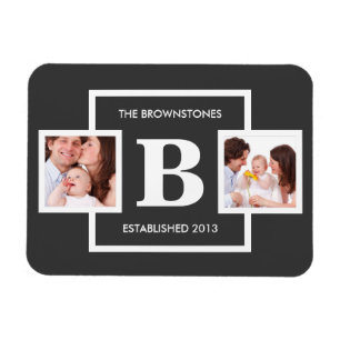 Family Photos with Personalised Monogram Magnet