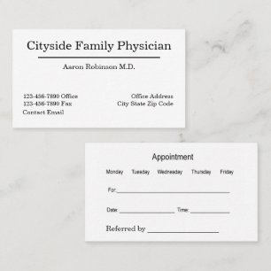Family Physician Office Medical Appointment Cards